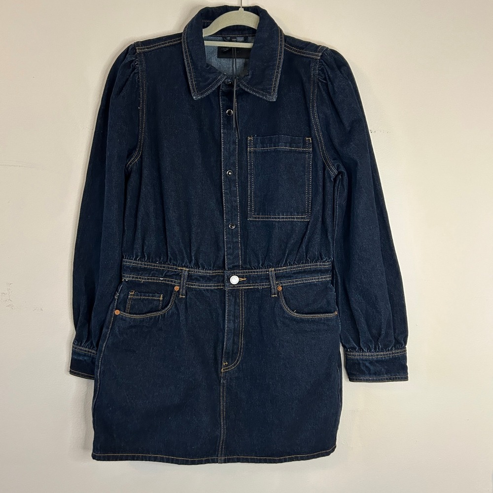 Blank NYC Dark wash Indigo Denim Mini Dress Large - Picture 2 of 13